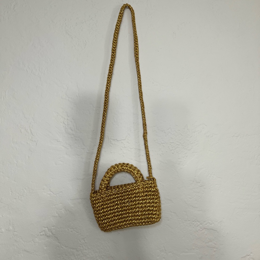 J. Crew Gold Woven Shoulder Mini Bag